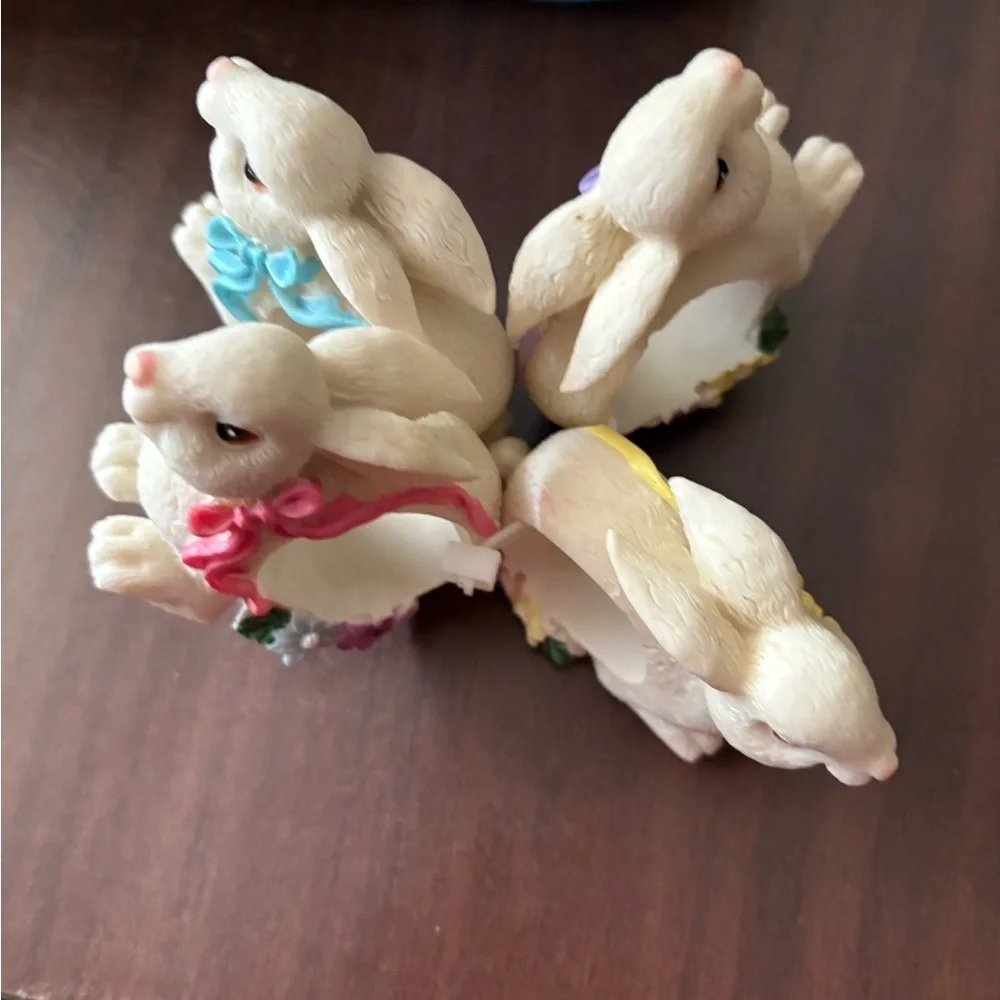 Angel napkin rings and Decorative White and purple Bunnies Napkin Rings